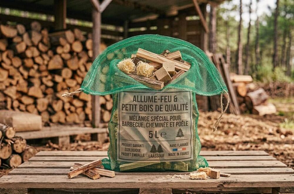 Sac d'allume-feu et petit bois pour démarrer un feu